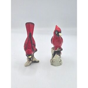 Vintage‎ Cardinal Bird 5" Figurines Pair Japan Red Ceramic Bird Decor